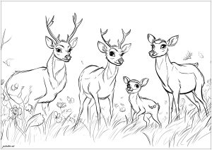 Famille De Cerfs
