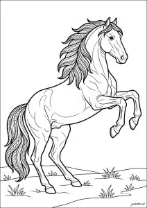 Cheval à la crinière pleine de motifs à colorier