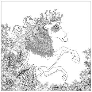 Cheval Et Elements Floraux