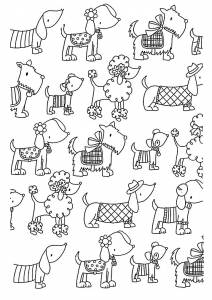 coloriage-adulte-difficile-chiens-elegants