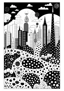 Dessin stylisé représentant la vile de Shangai