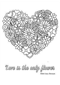 Coloriage love is the only flower