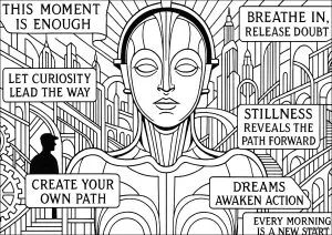 Citations inspirantes dans une cité futuriste Art déco