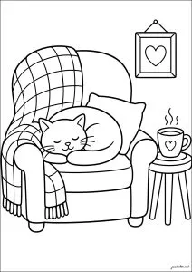 Chat endormi sur un fauteuil
