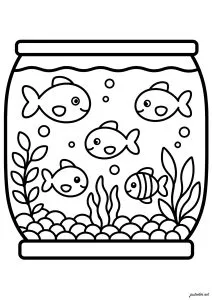 Poissons nageant dans un bocal rond