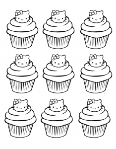 coloriage-cupcakes-hello-kitty-simple