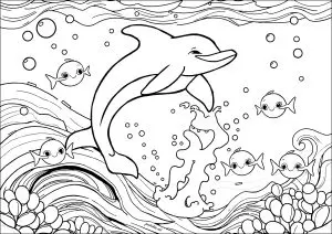 Dauphin Rigolo Avec Des Poissons