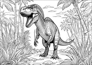 T Rex ennervé à la recherche d'une proie