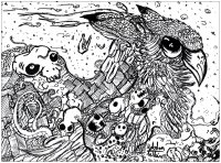 coloriage-adulte-dessin-Doodles hibou -par-valentin