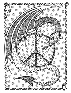 Coloriage adulte dragon de la paix par deborah muller 1