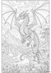 Dragon majestueux et chevalier