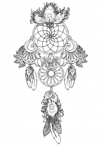 Coloriages d'Attrape-Rêves (Dreamcatchers) à imprimer pour adultes Coloriages d'complexes Attrape-Rêves (Dreamcatchers) à imprimer pour adultes