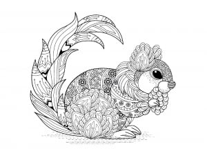 Coloriages de Écureuils à imprimer pour adultes Coloriages de complexes Écureuils à imprimer pour adultes