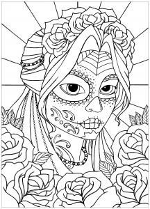 coloriage-femme-el-dia-de-los-muertos