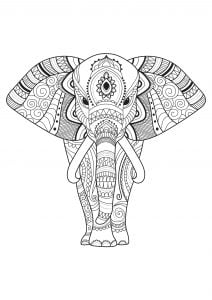 Coloriage elephant avec motifs