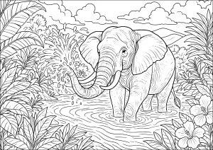 Éléphant majestueux dans la jungle