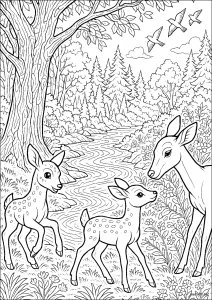 Faons dans la forêt enchantée