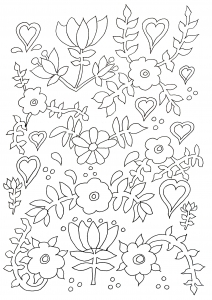 Coloriage adulte naif fleurs