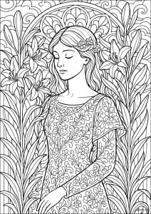 Dame aux lys dans un écrin art nouveau