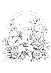 Bouquet de fleurs sous arche