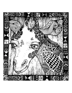 Tete Girafe Et Motifs