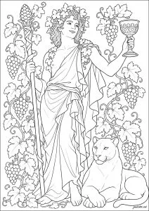 Dionysos entouré de vignes et de sa panthère