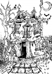 coloriage-halloween-maison-hantee