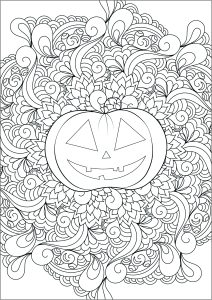 Coloriage halloween citrouille et motifs automne veronikaby 1