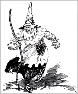 Halloween sorciere effrayante dans ancienne illustration
