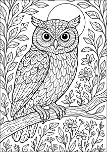 Hibou majestueux sous la lune