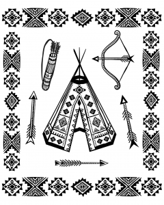 Coloriage indien d amerique tipi et armes traditionnelles