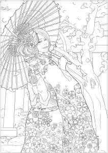 Japonaise célébrant le Hanami