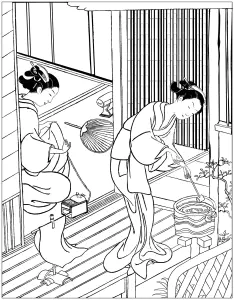 Japon deux femmes dans une veranda