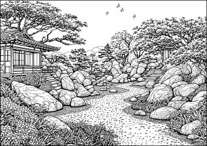 Harmonie calme dans un jardin japonais