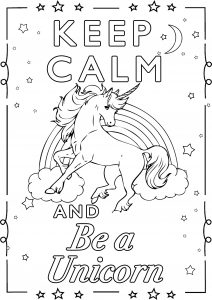 Coloriage keep calm and be an unicorn 2