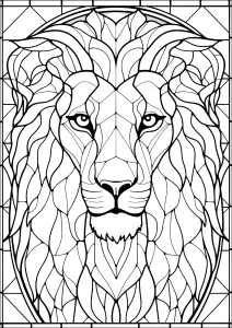Lion Dessiné Comme Un Vitrail