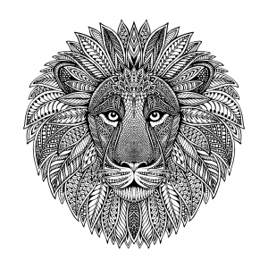 coloriage-tete-de-lion-style-mandala