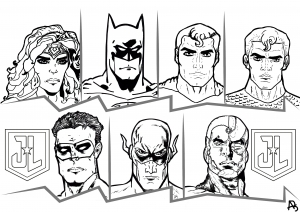 Coloriage avec les personnages de la Justice League