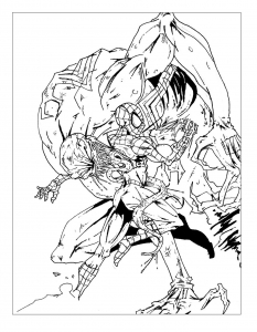 coloriage-spiderman-contre-ennemi