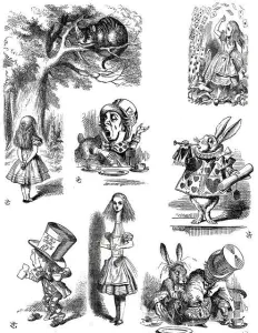 Illustration ancienne édition d'Alice au Pays des Merveilles