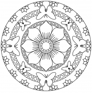 Mandala Papillons Et Fleurs