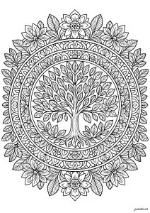 Arbre de vie entouré de fleurs