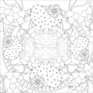 Mandala avec cactus en forme de coeurs