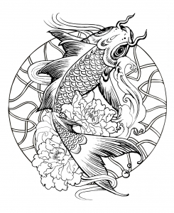 coloriage-mandala-poisson-carpe