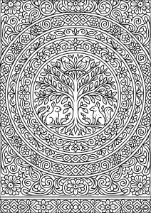 Arbre de la vie entourés de motifs complexes