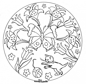 Coloriage adulte mandala domandalas papillons et fleurs