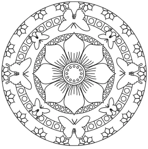 coloriage-adulte-mandala-papillons-et-fleurs