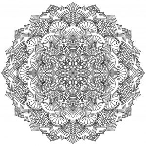 Mandala complexe aux motifs intriqués