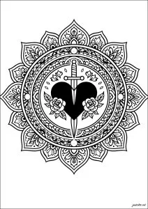 Mandala au cœur poignardé