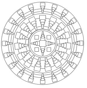 Un Mandala facile composé de formes carrées